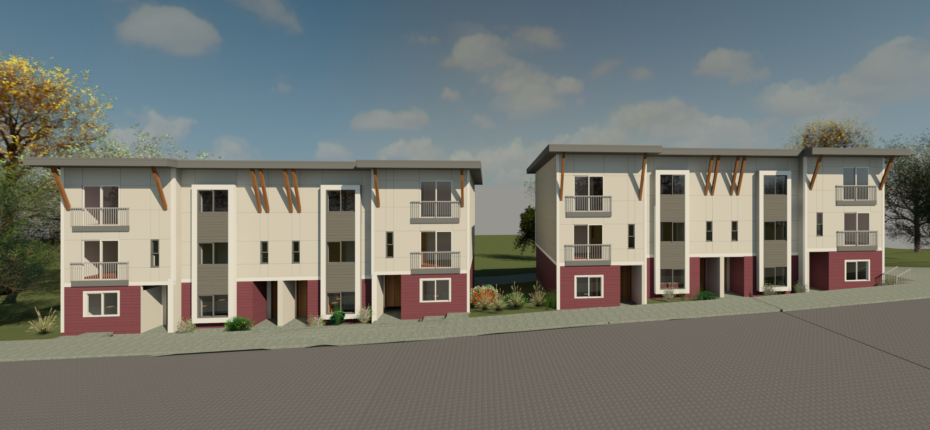 Rendering of two townhomes
