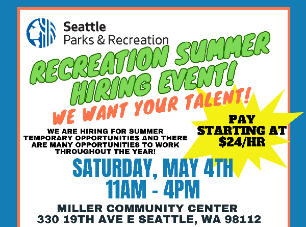Seattle Parks and Recreation summer hiring event