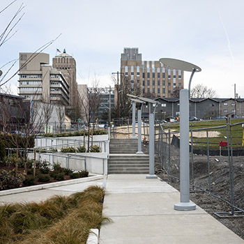 Construction work in progress at Yesler