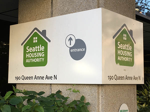 Sign with Seattle Housing Authority logo