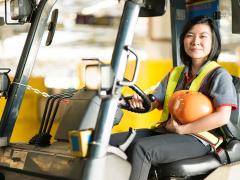 Woman driving cart