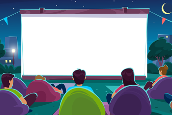 Outdoor movie night illustration