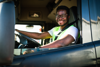 Man driving truck