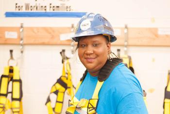Keisha in construction gear