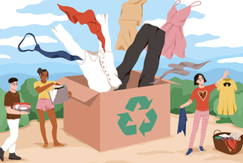Illustration of clothes recycling textiles