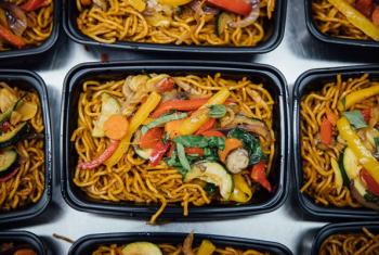 Trays of food provided by Amazon and partners