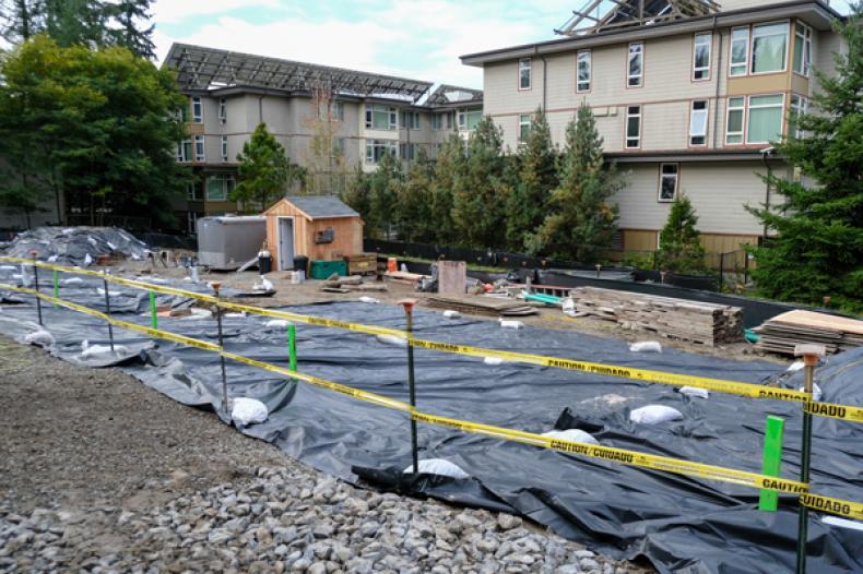 Roped-off construction site 