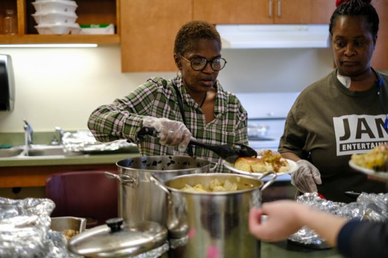 People serving food