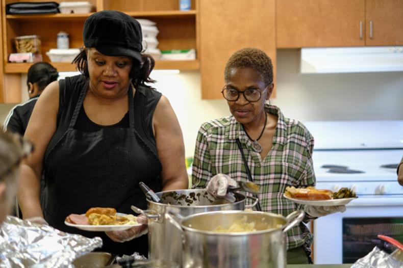 People serving food