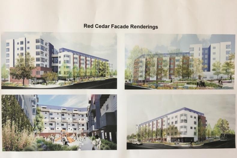 Renderings of apartment building facades