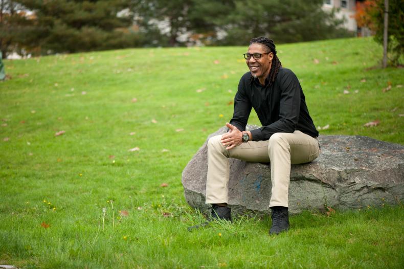 Man sitting on rock