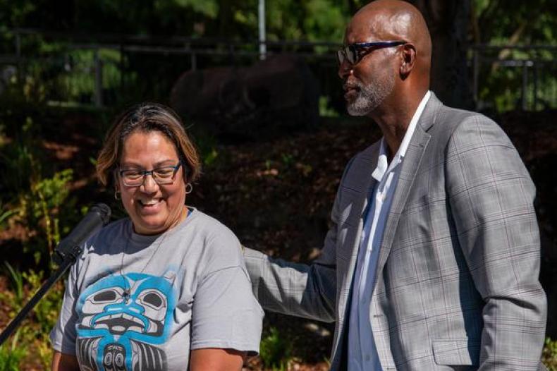 SHA employee Nancy Mondares and SHA Executive Director Rod Brandon