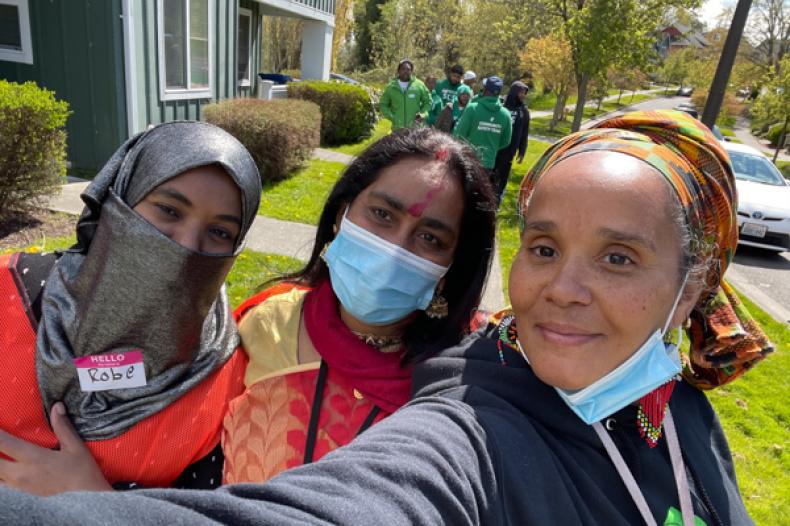 Volunteers with Community Builder Ella McRae