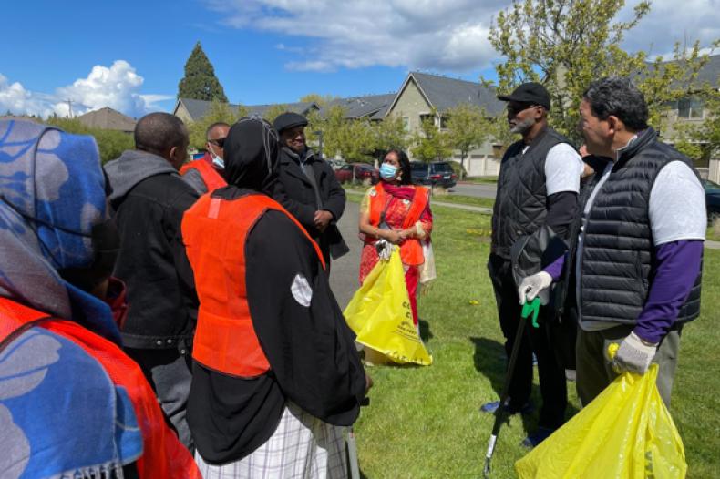 Volunteers gathering with Mayor Bruce Harell and SHA Executive Director Rod Brandon