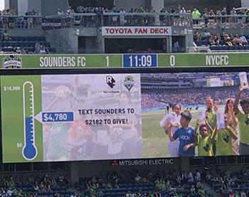 Video board at sports areana