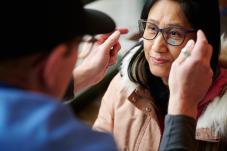 Woman getting eyes checked