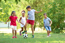 Children playing soccer