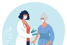 Illustration of doctor with patient