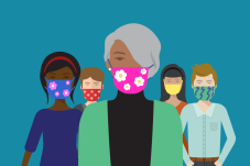 Illustration of people wearing a face mask