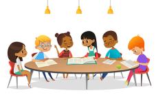 Illustration of children reading