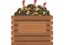 Compost bin with dirt and worms