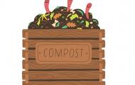 Compost bin with dirt and worms