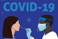 Illustration of woman receiving 'COVID-19' test with swab
