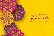 'Happy Diwali, festival of lights' with decorative work
