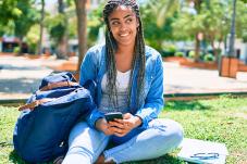 Girl sitting in park