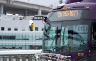 Bus with ' Via Snow Route' 
