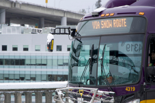 Bus with ' Via Snow Route' 