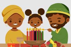Family lighting candles for Kwanza