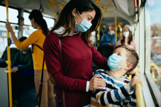 Mom and son on public transit