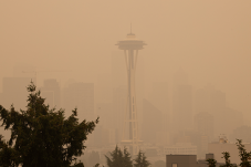 Image of Space Needle during wildfire season