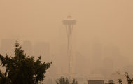 Image of Space Needle during wildfire season