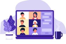 Illustration of zoom session on laptop computer