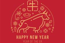 'Happy New Year, year of the ox' graphic