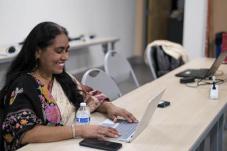 Woman in front of laptop computer