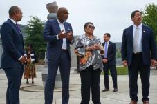 SHA Executive Director Rod Brandon, HUD Secretary Marcia Fudge, Mayor Bruce Harrell and FCC Commissioner Geoffrey Starks 