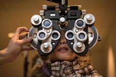 Woman getting eye test