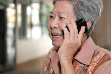 Elderly woman on phone