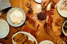 Several different dishes of food on a table