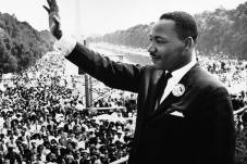 Martin Luther King Jr. standing before crowd in Washington D.C.