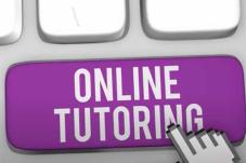 Illustration with text "Online tutoring"