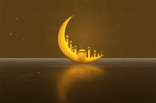 Illustration of moon with minarets
