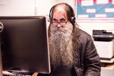 Elder man on computer