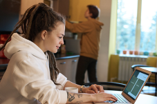 Girl using laptop computer