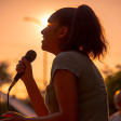 Photo of a girl singing at National Night Out